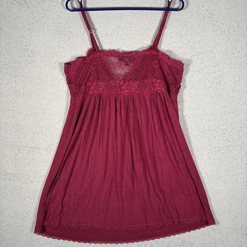INC Intimates Babydoll Nightie Lace‎ Women’s Size XL Burgundy Romantic Fairycore